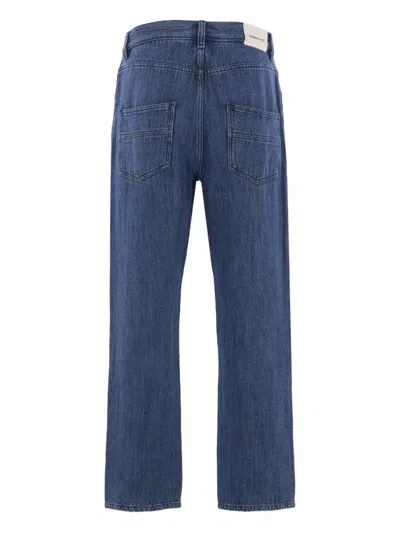 Namacheko Slim Fit Denim Trousers With Pockets And Loops In Blue