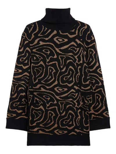Pucci Embroidered Polyester Blend Oversize Sweater In Black