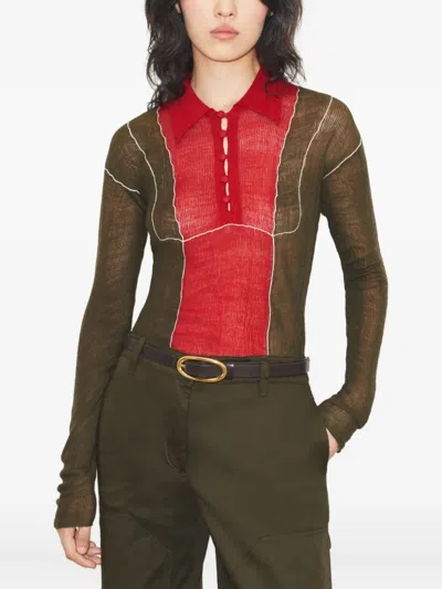 Tory Burch Colour-block Wool Polo Shirt In Multi