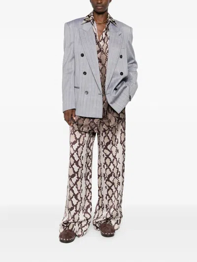 Stella Mccartney Double-breasted Wool Jacket Notched Lapels In Gray