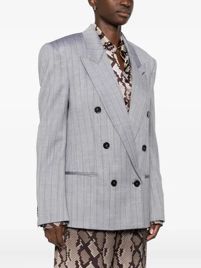 Stella Mccartney Double-breasted Wool Jacket Notched Lapels In Gray