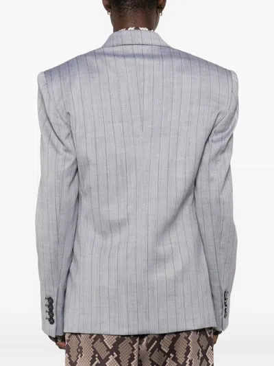 Stella Mccartney Double-breasted Wool Jacket Notched Lapels In Gray