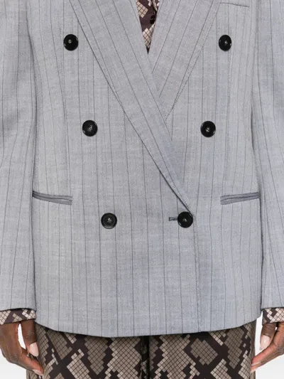 Stella Mccartney Double-breasted Wool Jacket Notched Lapels In Gray