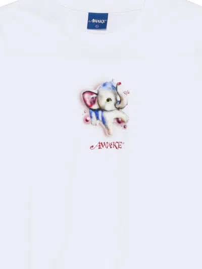 Awake Ny Mens White Elephant Crewneck Cotton-jersey T-shirt In White