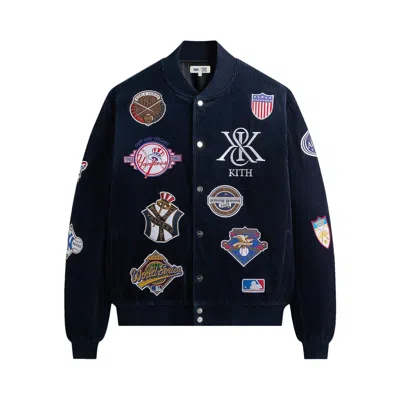 Pre-owned Kith For The New York Yankees Corduroy Avery Bomber Jacket 'nocturnal' | Black | Men's Size M