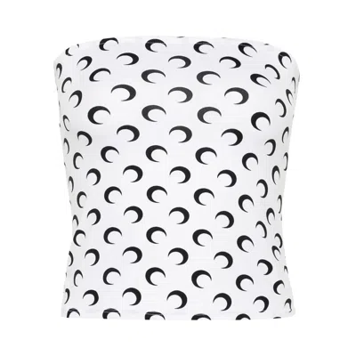 Pre-owned Marine Serre Moon Printed Jersey Sleeveless Tube Top 'optical White' | Women's Size S