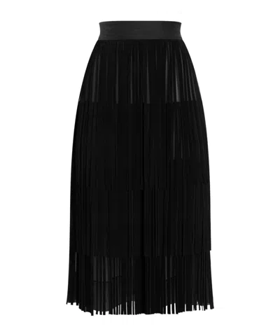 Dolce & Gabbana Gonna Midi In Chiffon And Black Lace In Black