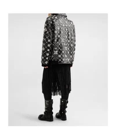 Dolce & Gabbana Gonna Midi In Chiffon And Black Lace In Black