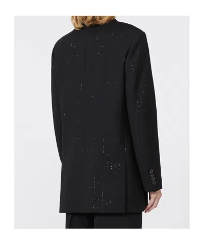Max Mara Black Double-breasted Sequin Wool Blazer In Black