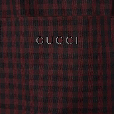 Gucci Padded Jacket Featuring Gingham Pattern In Burgundy