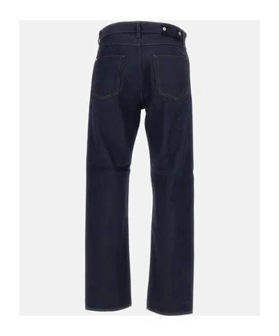 Stone Island Five-pocket Trousers With Belt Loops And Contrast Stitching In Blue