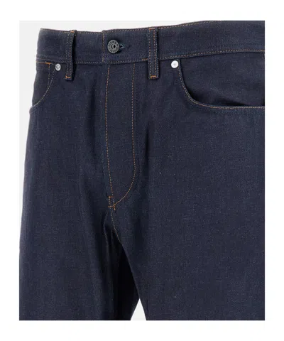 Stone Island Five-pocket Trousers With Belt Loops And Contrast Stitching In Blue