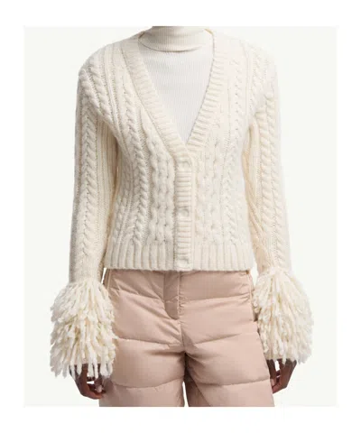 Moncler Alpaca Blend Cardigan V-neckline In White