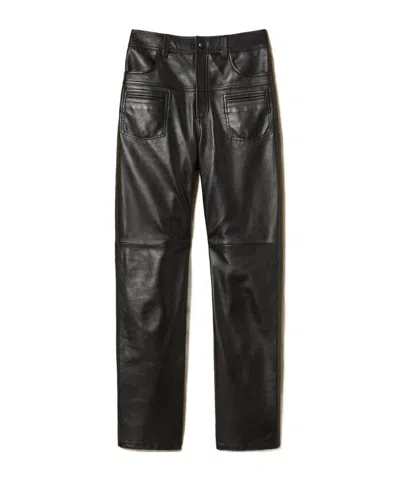 Twinset Twin-set Black Pants With Elastic Waistband And Logo In Eco Leather In Black