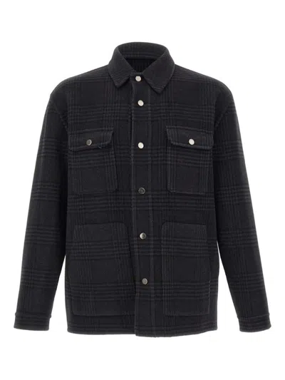 Paolo Pecora Four-pocket Jacket With Micro-check Pattern In Black
