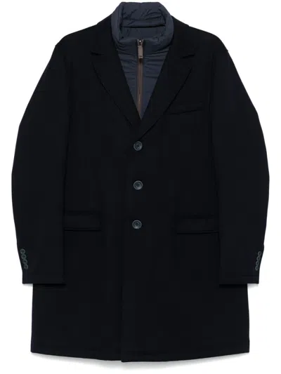 Herno Virgin Wool Coat In Blue