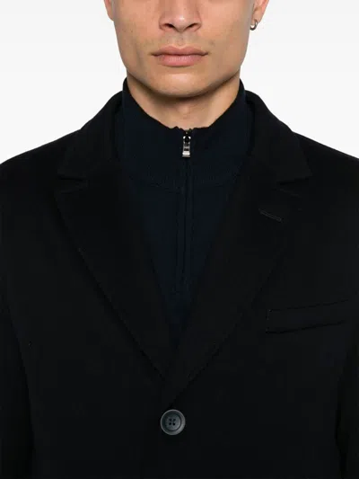 Herno Virgin Wool Coat In Blue