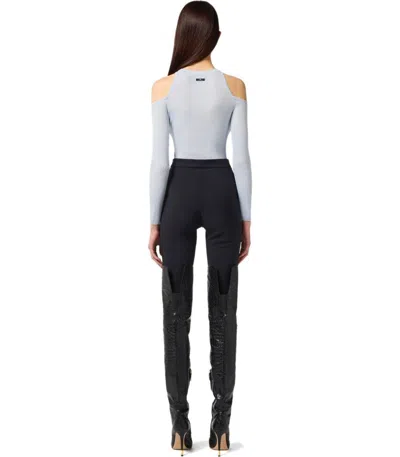 Elisabetta Franchi Straight-leg Cropped Crepe Pants With Gold Accents In Black