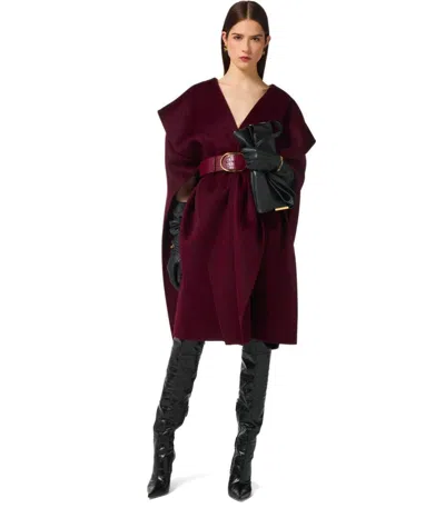 Elisabetta Franchi Double Wool Cape Capes Bordeaux In Burgundy