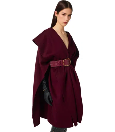 Elisabetta Franchi Double Wool Cape Capes Bordeaux In Burgundy