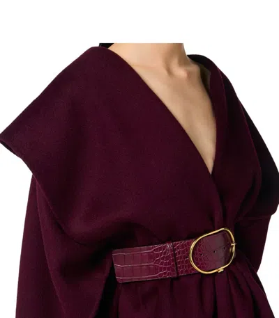 Elisabetta Franchi Double Wool Cape Capes Bordeaux In Burgundy