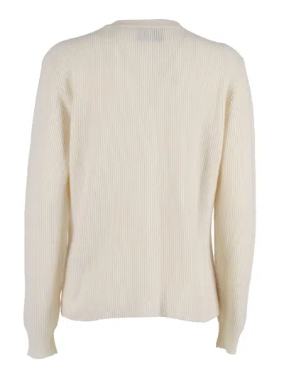 Ballantyne Button-down Ribbed Wool Cardigan In Neutral