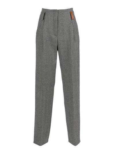 Forte Forte High-waisted Chevron Wool Trousers In Gray