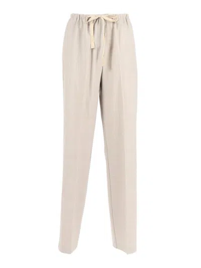 Forte Forte Wool-blend Canvas Drawstring Trousers In Neutral