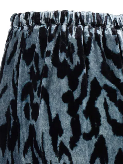 Forte Forte Velvet Trousers With Moiree Print In Blue