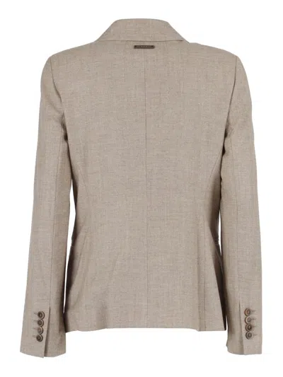 Peserico Double-breasted Blazer Blazers Beige In Neutral