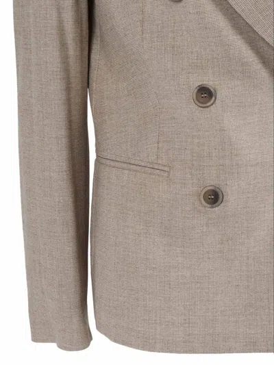 Peserico Double-breasted Blazer Blazers Beige In Neutral