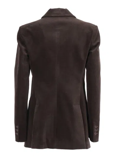 P.a.r.o.s.h Double-breasted Tailored Blazer With Gold Buttons In Brown