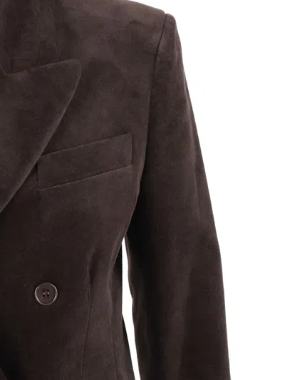 P.a.r.o.s.h Double-breasted Tailored Blazer With Gold Buttons In Brown