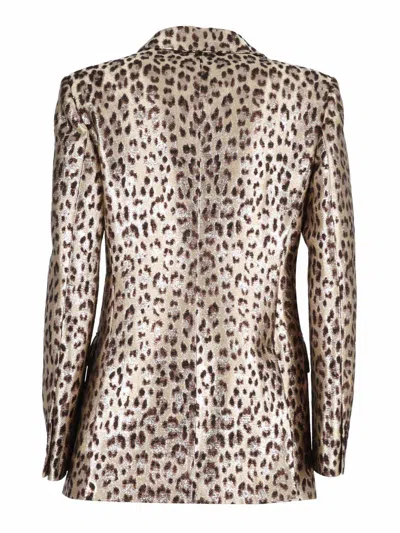 P.a.r.o.s.h Double-breasted Jacket With Tailored Structure In Animal Print