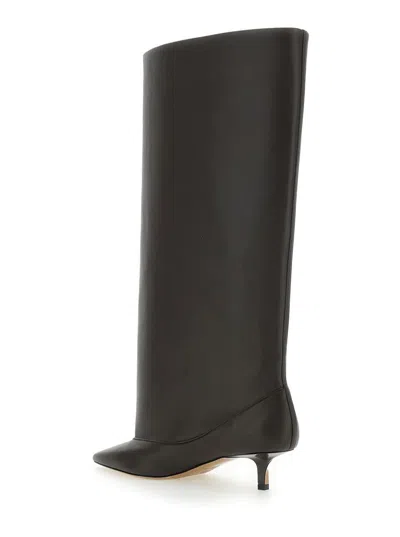 Jacquemus Brown Smooth Leather Wide The High Tourni Boots In Brown