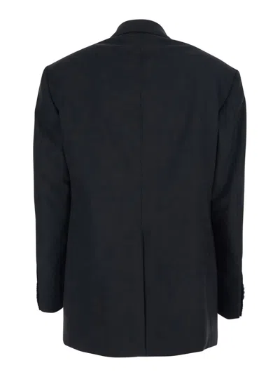 Tagliatore Double-breasted Notched-lapels Jacket In Black