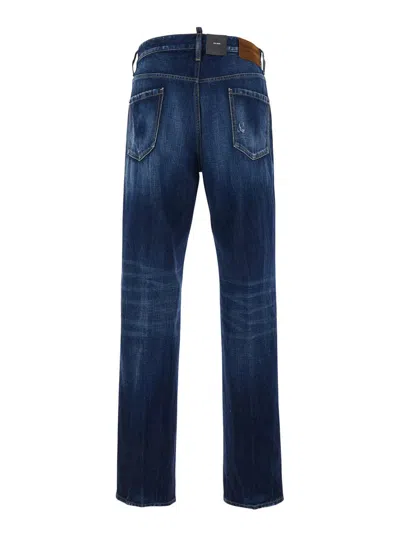 Dsquared2 Blue Jeans With Belt Loops And Logo Patch On The Rear In 470