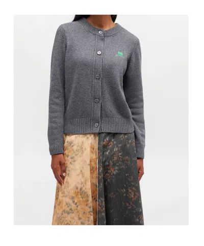Ganni Future Knit Cardigan Crewneck In Gray
