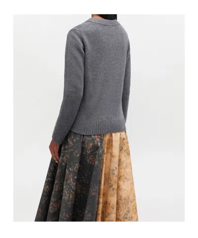 Ganni Future Knit Cardigan Crewneck In Gray