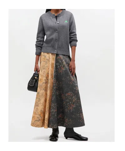 Ganni Future Knit Cardigan Crewneck In Gray