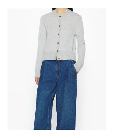 Maison Kitsuné Baby Fox Cardigan In Gray