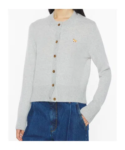 Maison Kitsuné Baby Fox Cardigan In Gray
