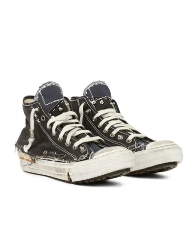 Maison Margiela Midnight Blue Canvas Loved To Death Sneakers In Black