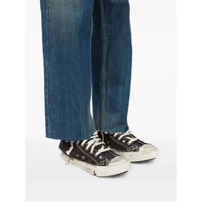 Maison Margiela Midnight Blue Canvas Loved To Death Sneakers In Black