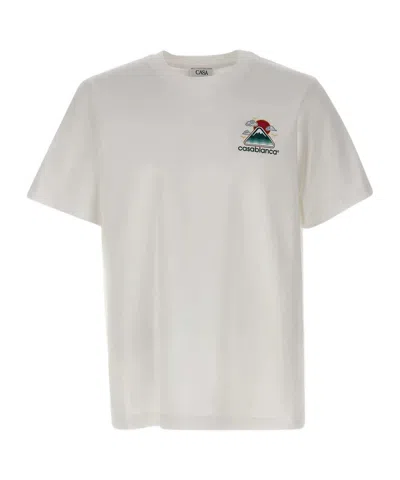 Casablanca Montagne Ondulée Logo-print Cotton-jersey T-shirt In White