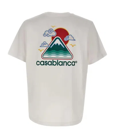Casablanca Montagne Ondulée Logo-print Cotton-jersey T-shirt In White