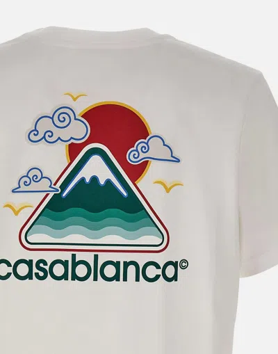 Casablanca Montagne Ondulée Logo-print Cotton-jersey T-shirt In White