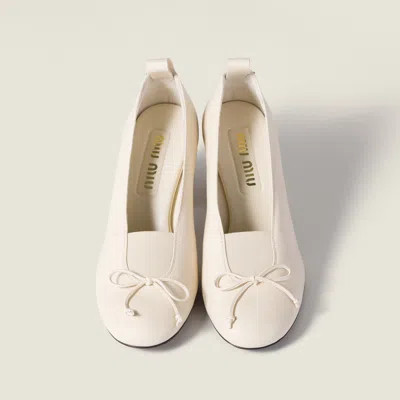 Miu Miu 65mm Élan Bow-embellished Block-heel Pumps In White