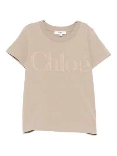 Chloé Logo-appliqué T-shirt In Brown