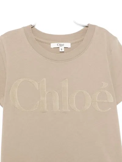 Chloé Logo-appliqué T-shirt In Brown